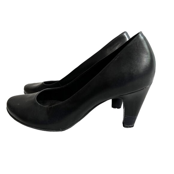 Nurture Avery Black Leather Career Comfort Fit Heels Sz 8 Womens Black Round Toe - Picture 7 of 10